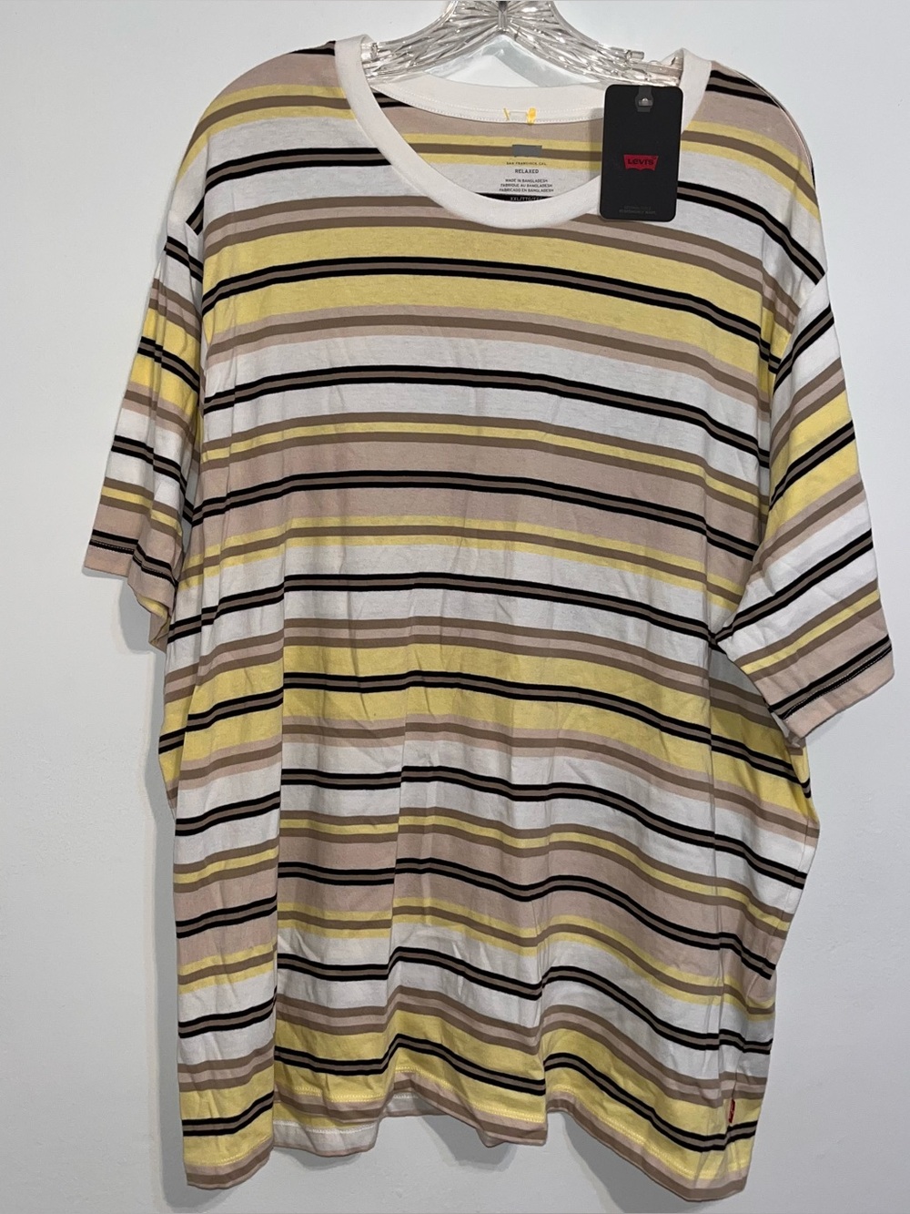 Levi's Yellow, White & Beige Striped Short-Sleeve Tee